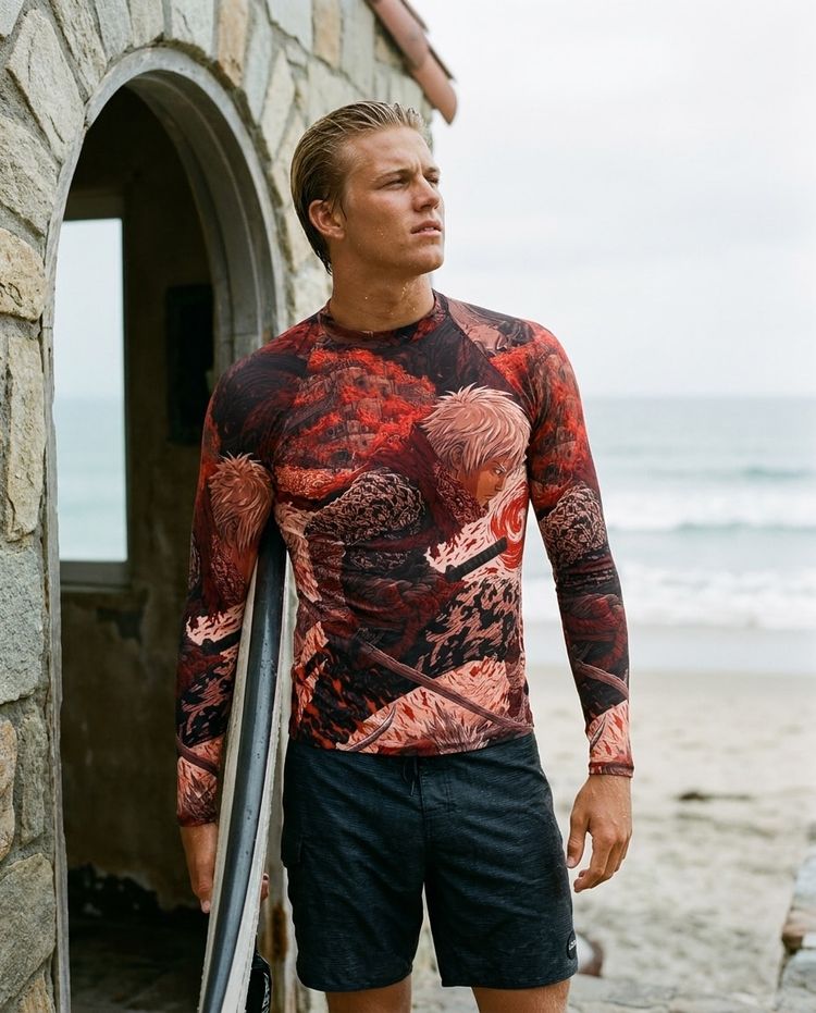 Men's Burnt Sienna Senjin men's short-sleeve rashguards