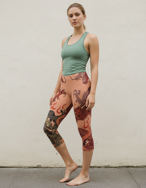 Coral Vortex leggings