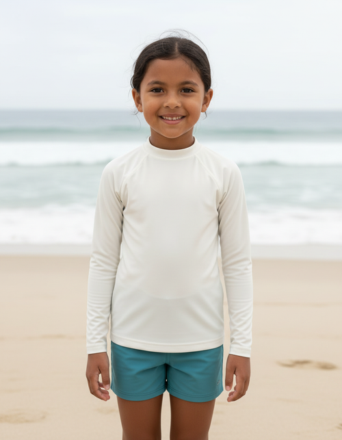 White Onyx Rash Guard Kids Rash Guard — Dripper