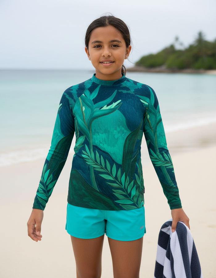 Rashguard — Youth Turquoise Tropique