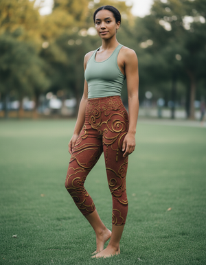 Burnt Sienna Zephyr Leggings Capri Yoga Leggings — Dripper
