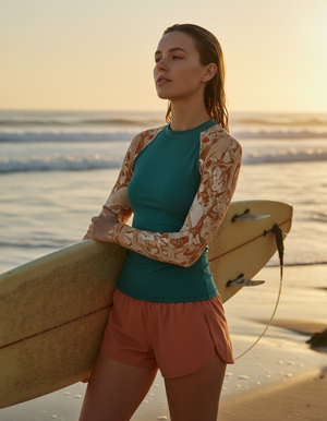 Women's Burnt Sienna Burst women's rashguards