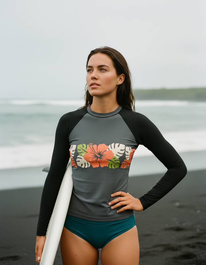 Rashguard — Women's Charcoal Petal Pua