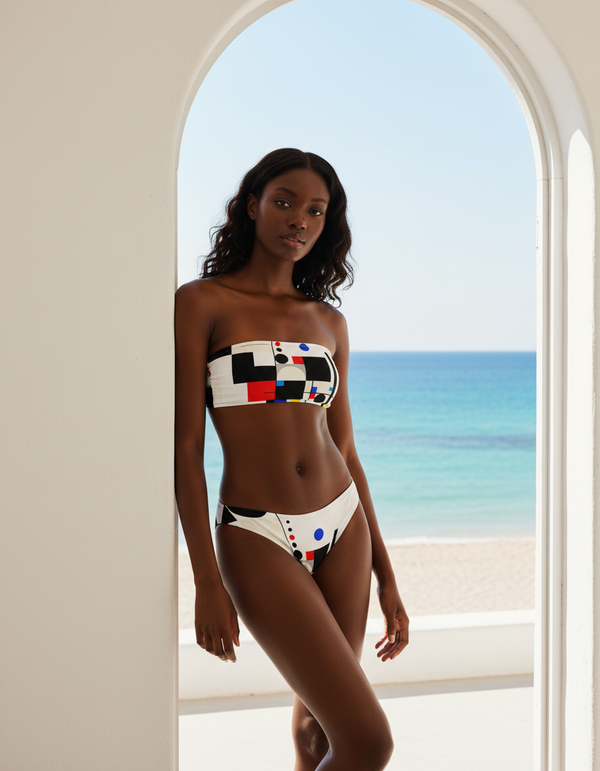 Suprematist Geometry Collection bandeau bikinis
