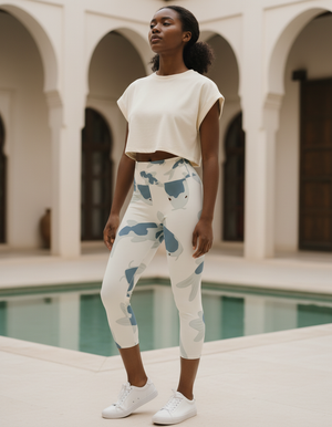 Blue Aura Eclipse Leggings Capri Yoga Leggings — Dripper