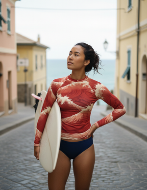 Fiery Red Surge Rash Guard Women's Rashguard — Lolekai