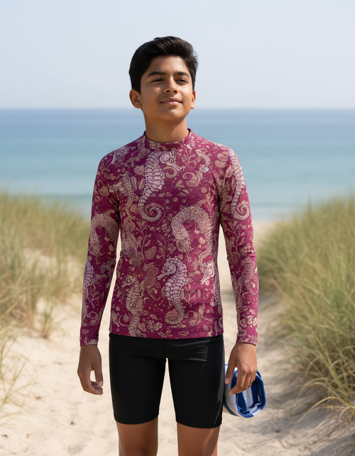 Electric Fuchsia Triton Youth Rash Guard Youth Rash Guard — Dripper