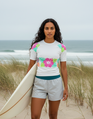 Hot Neon Multi White Pua Rash Guard bikini — Lolekai