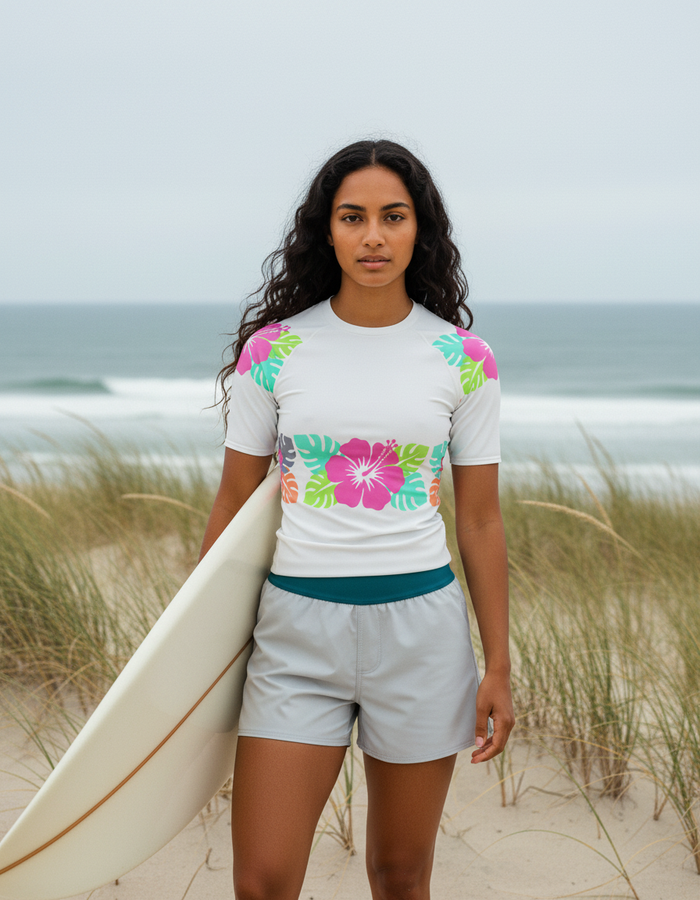 Rashguard — Women's Hot Neon Multi White Pua