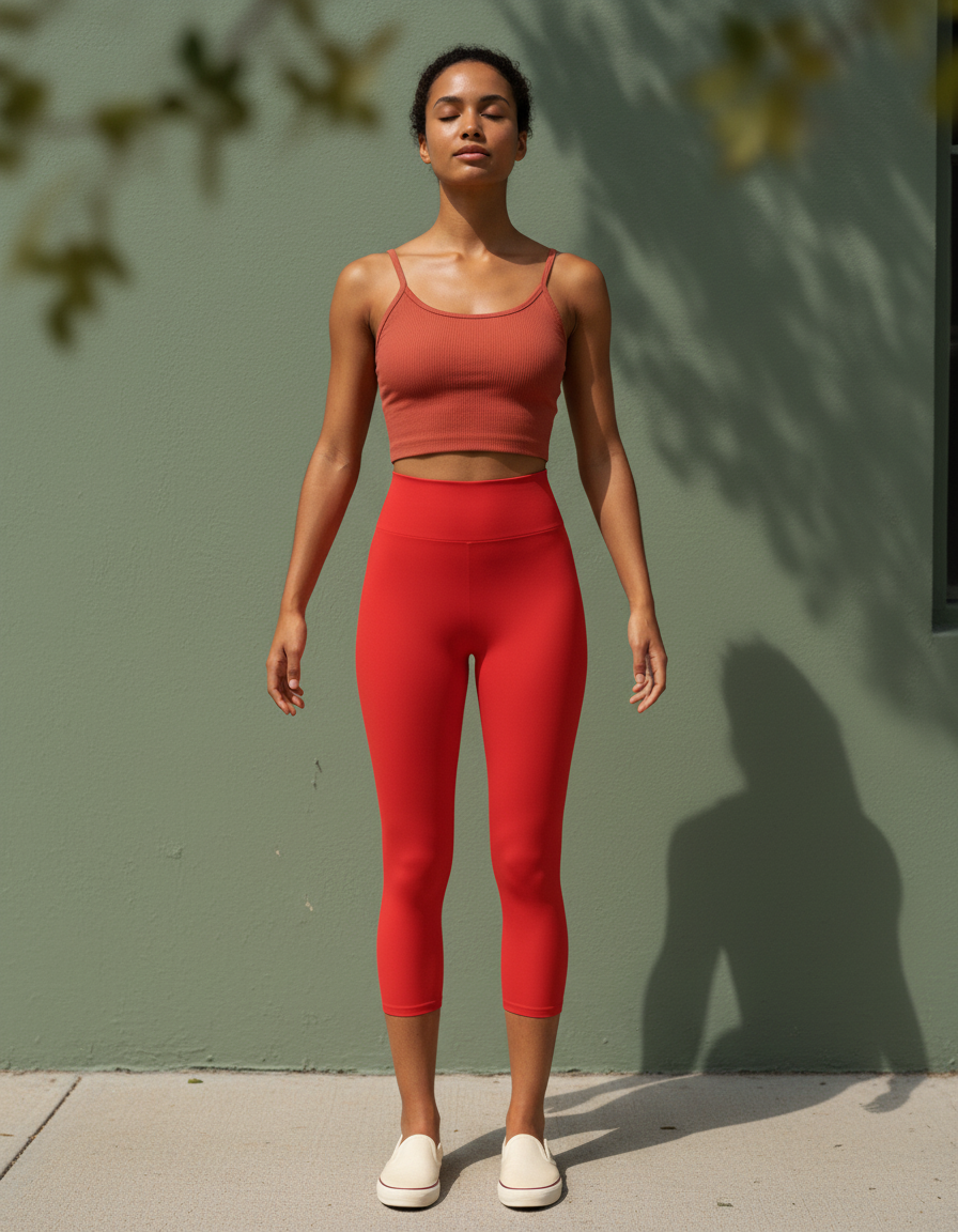 Capri-Yoga Leggings in Scarlet