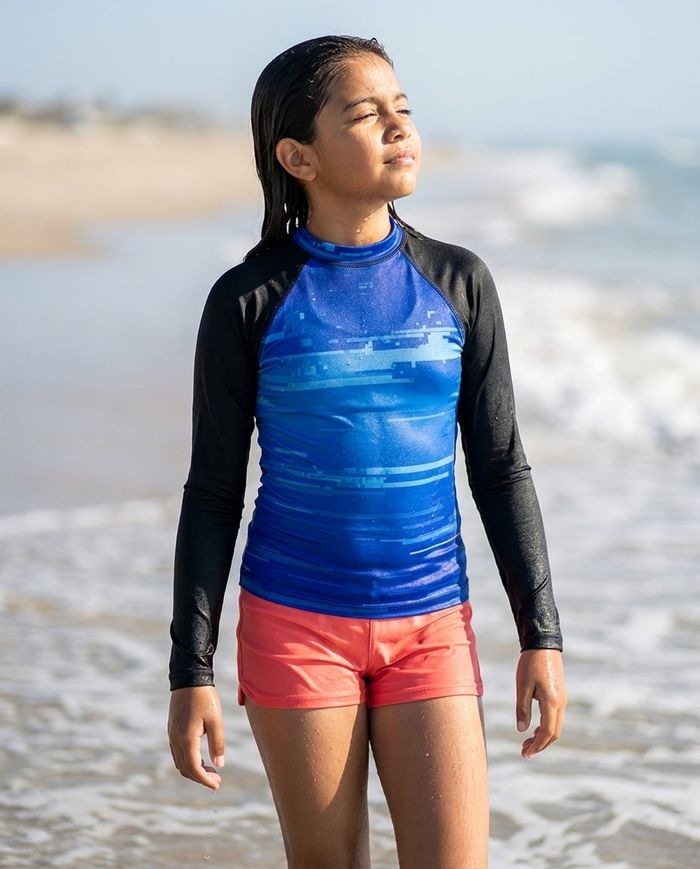 Rashguard — Girls Electric Blue Mosaic