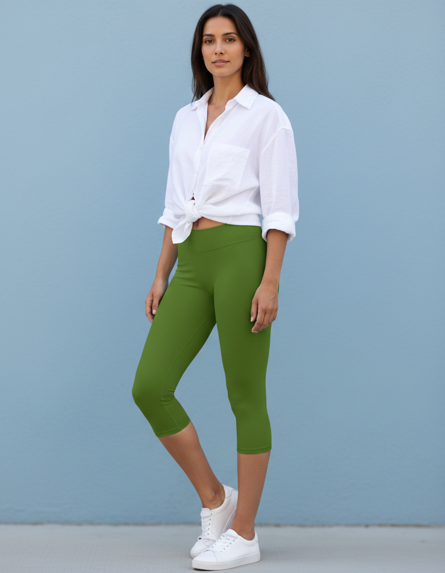 Capri Leggings in Avocado Green