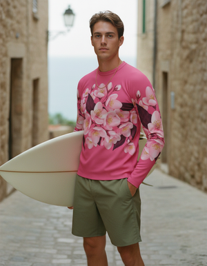 Men's Hot Pink Serenade men's short-sleeve rashguards