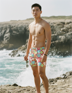 Tea Rose Hoshi Men's Swim Trunks Men's Swim Trunks — Dripper