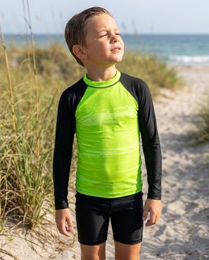 Boys Lime Mosaic boys rashguards