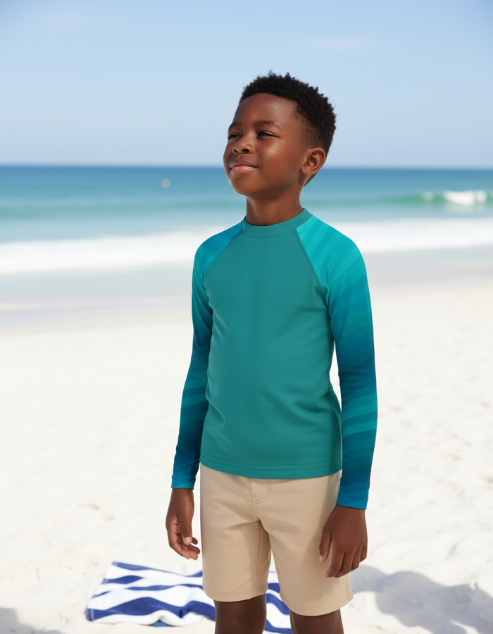 Rashguard — Kids Transformative Teal Ripple