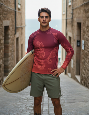 Neon Coral Abyss Rash Guard Men's Rashguard — Lolekai