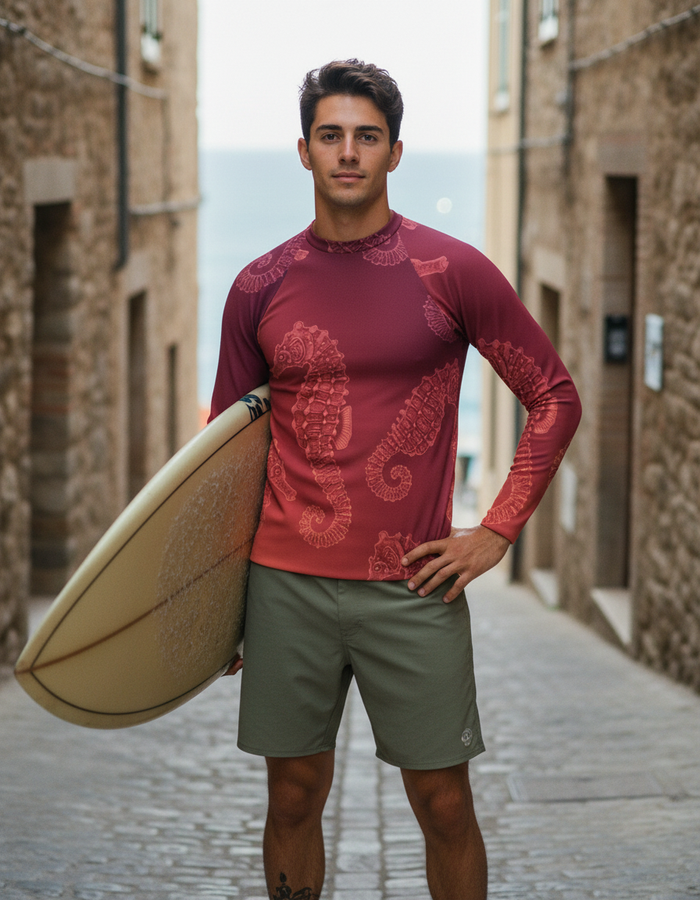 Rashguard — Men's Neon Coral Abyss