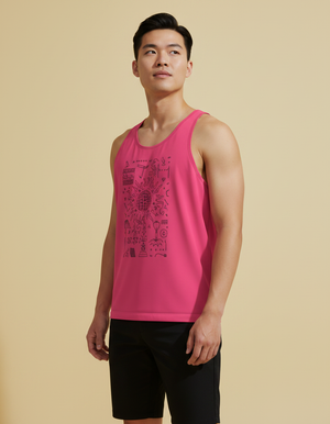 Men's Hot Pink Fern men's tank tops
