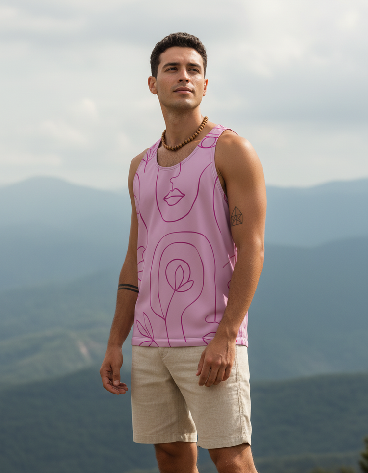 Men's Minimalist Line Art Tank Top