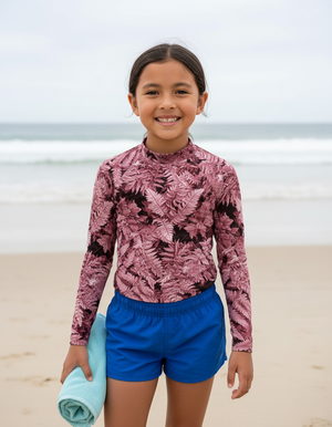 Millennial Pink Verdant Rash Guard Kids Rash Guard — Dripper