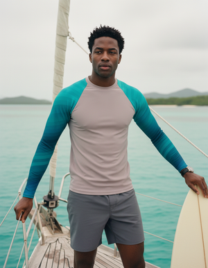Transformative Teal Ripple Rash Guard bikini — Dripper