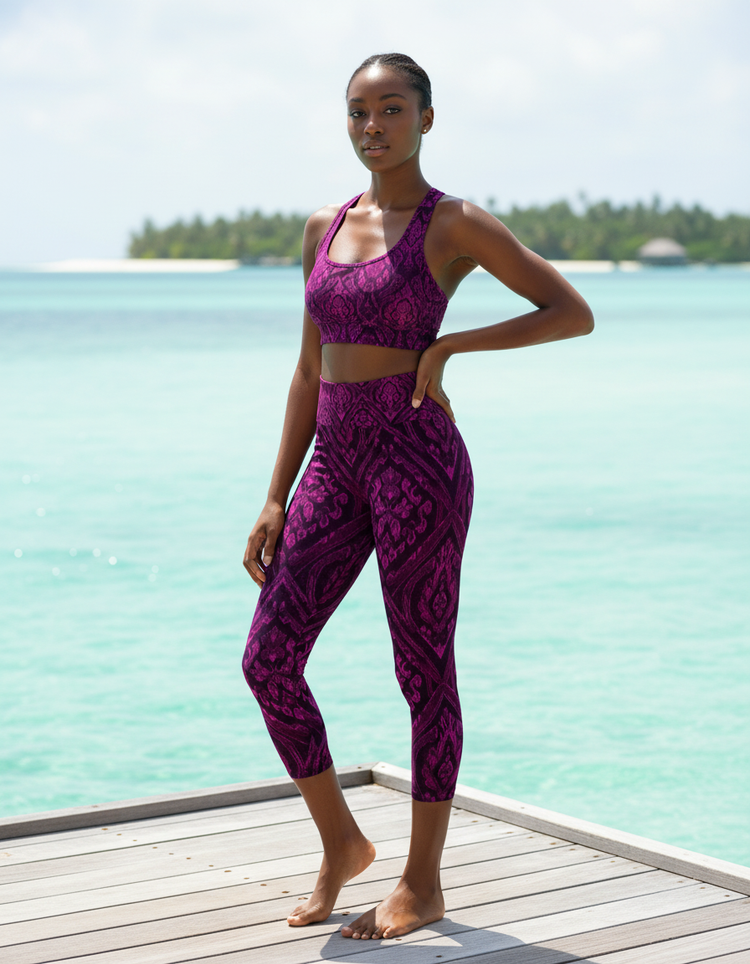 Women's Thai Silk Yoga Capri Leggings