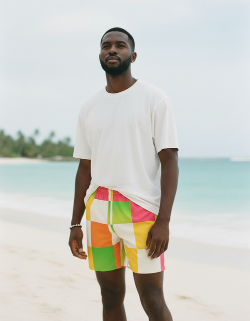 Lime Pixel Men's Swim Trunks Men's Swim Trunks — Dripper