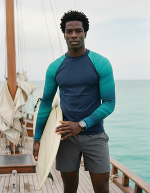 Transformative Teal Ripple Rash Guard bikini — Dripper