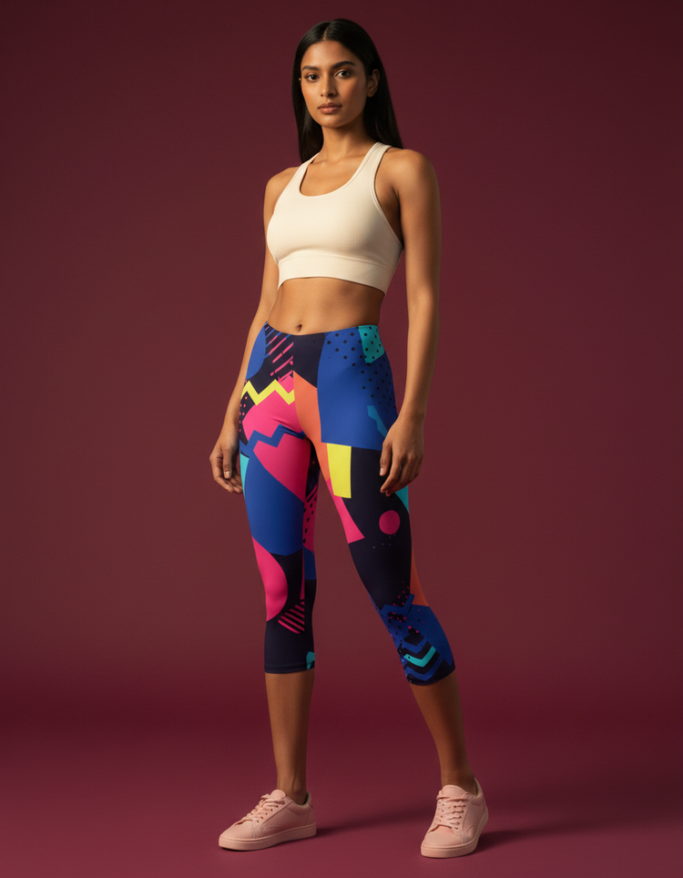Women's Memphis Design Capri Leggings