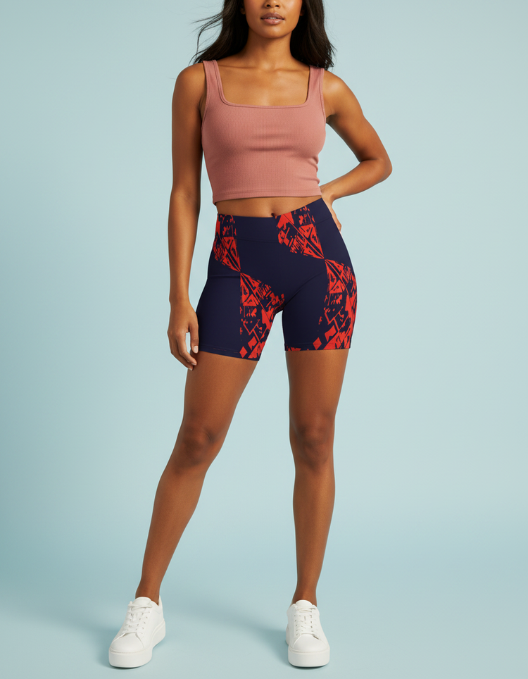 Women's Bicolor Patterns Short Shorts