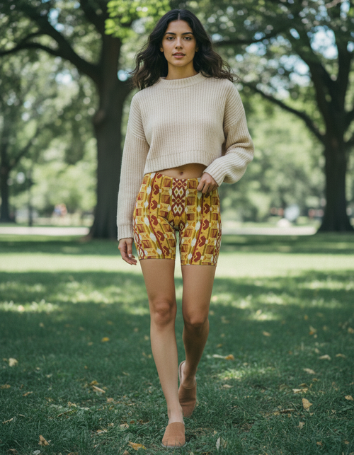 Yellow Ubuntu women's short shorts