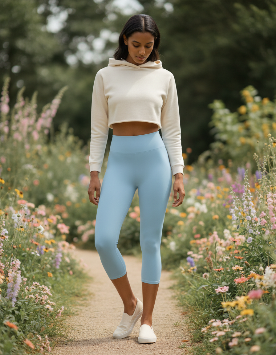 Capri-Yoga Leggings in Baby Blue
