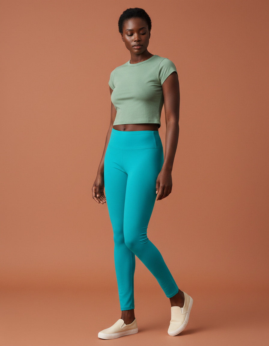 Full-Length Leggings in Turquoise