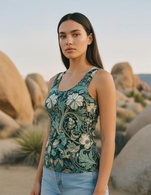 Women's Turquoise Chrysanthemum women's tank tops