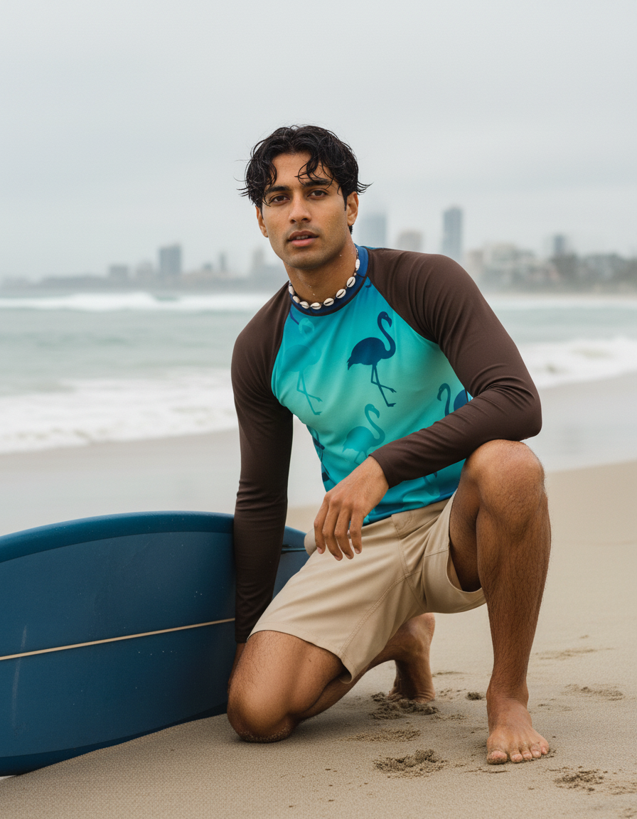 Transformative Teal Coral Rash Guard Men's Rashguard — Lolekai