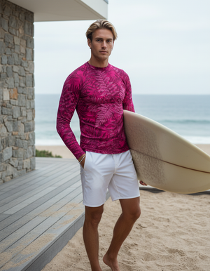 Men's Neon Pink Emerald men's short-sleeve rashguards