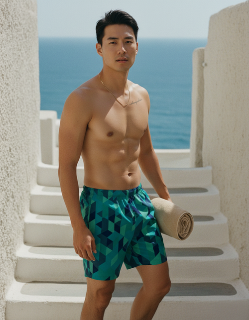 Transformative Teal Nami Men's Swim Trunks Men's Swim Trunks — Dripper
