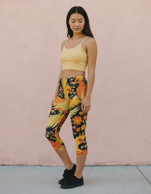 Yellow Ember Capri Leggings Capri Leggings — Dripper