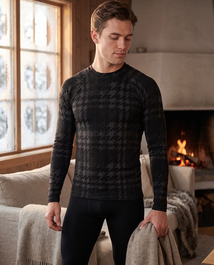 Ink Houndstooth Base Layer Top men's base layer tops