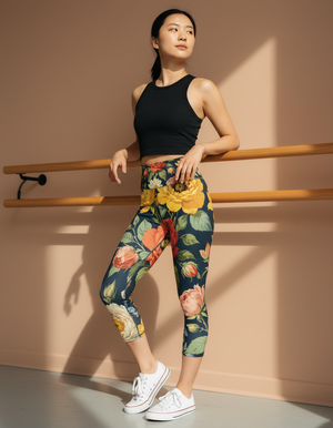 Fleuri Capri Yoga Leggings Capri Yoga Leggings — Dripper