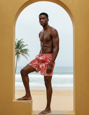 Fiery Red Verdant men's swim trunks