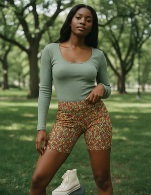 Burnt Sienna Kaleidoscope women's short shorts