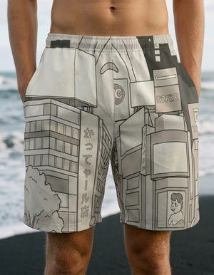 White Onyx Bakeneko men's swim trunks