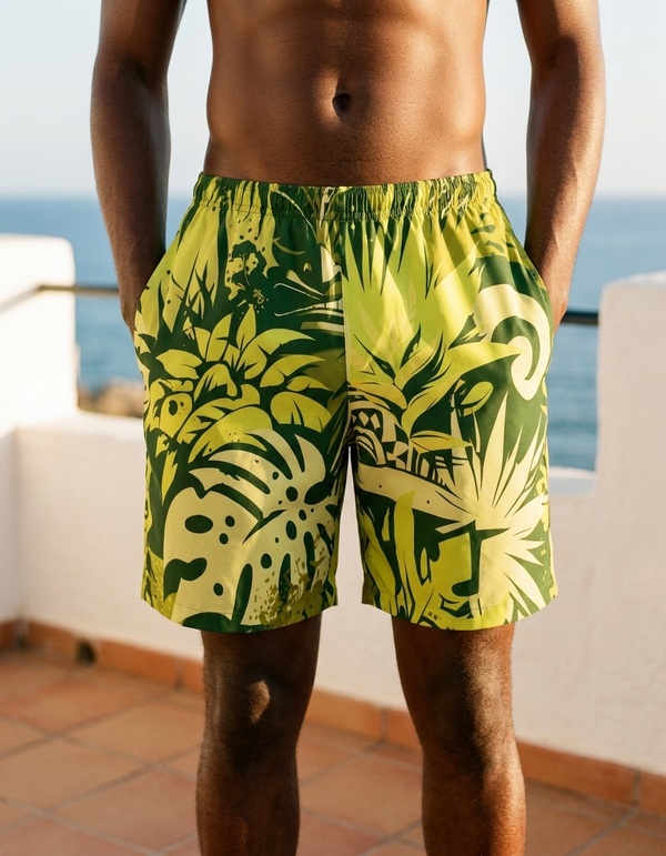 Men's Swim Trunks in Lime Makani Poni