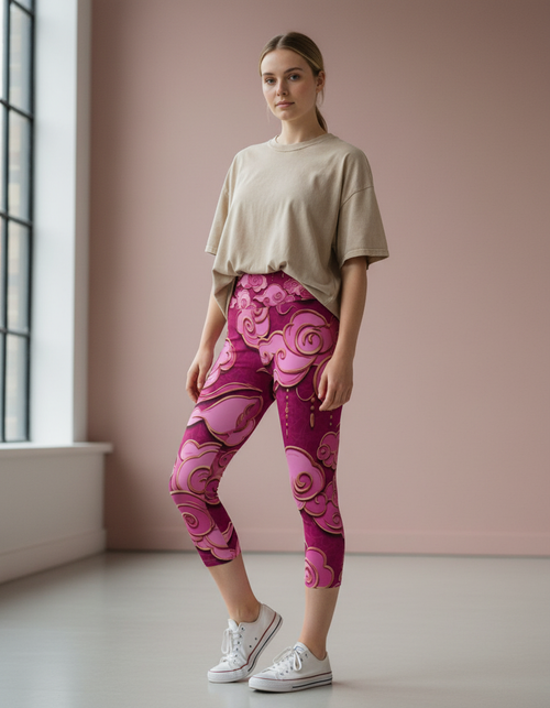 Electric Fuchsia Zephyr Capri Yoga Leggings Capri Yoga Leggings — Dripper