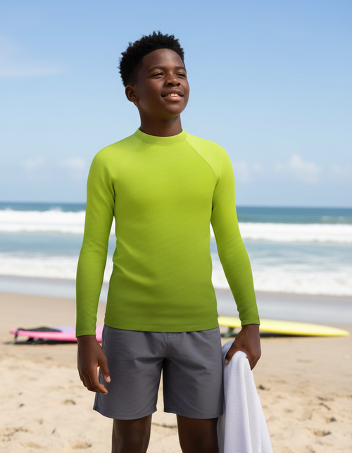 Runway Chartreuse Ripple Youth Rash Guard Youth Rash Guard — Dripper