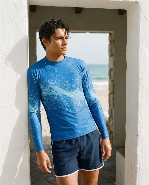 Electric Blue Pixelate Rash Guard