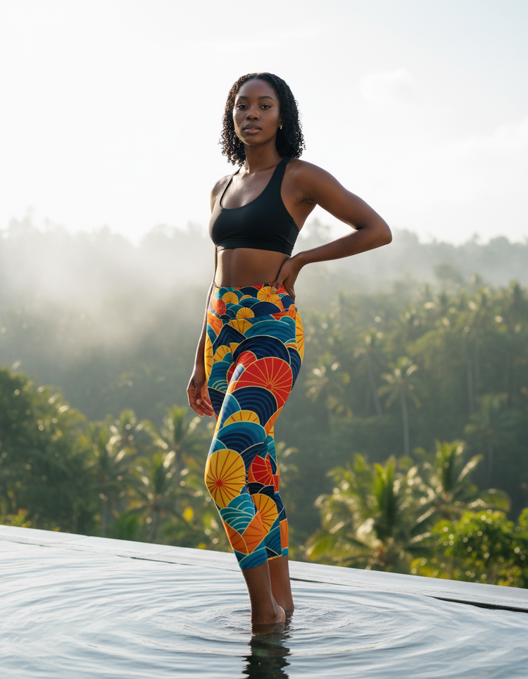 Women's Japanese Ukiyo-e Yoga Capri Leggings