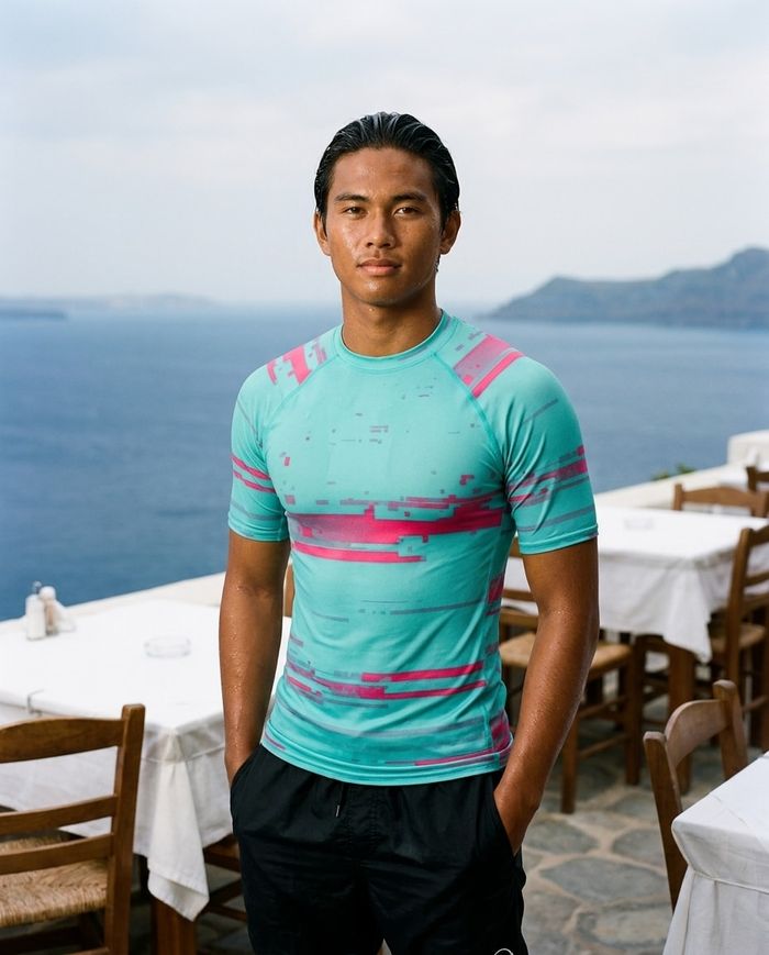 Rashguard — Men's Turquoise Hot Pink Mosaic